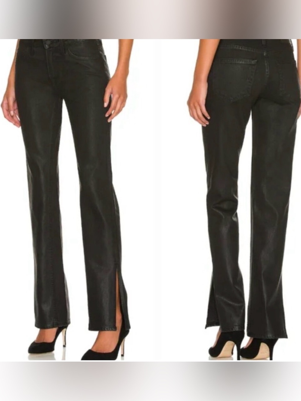 GRLFRND Harlow High Rise Slim Boot Jeans Slit Coated Black 27